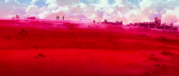Neon Genesis Evangelion ruins with figures