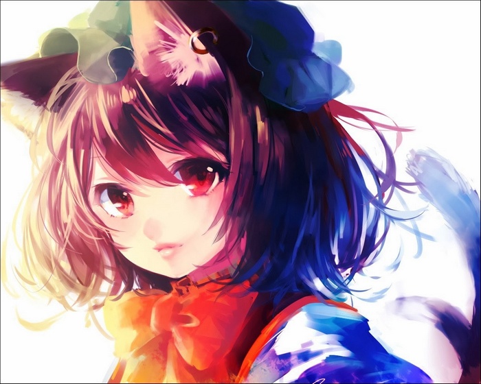 Touhou anime girl with cat ears