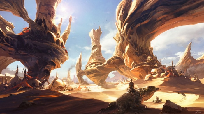 Star Wars desert planet landscape with Luke Skywalker