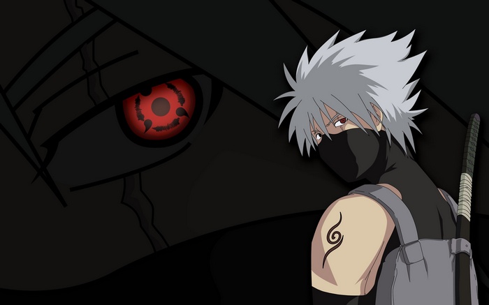 Hatake Kakashi, Sharingan, red eyes, manga, anime, anime boys