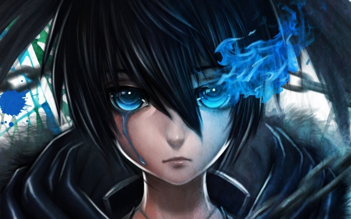 tears, anime, Strength (Black Rock Shooter), Black Rock Shooter, anime girls