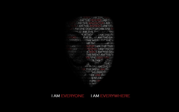 Anonymous mask made of text with slogans