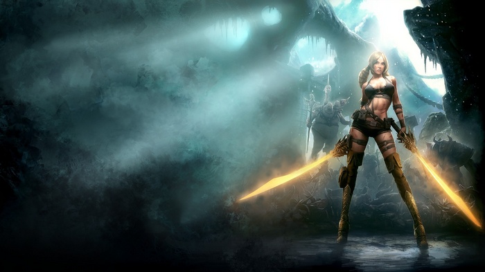 Ayumi from Blades of Time with glowing swords
