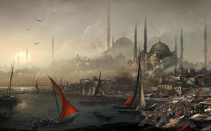 Assassin's Creed: Revelations artwork of Istanbul harbor