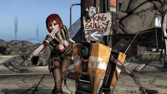 Lilith and Claptrap in Borderlands