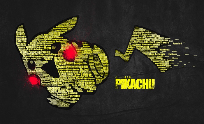 Pikachu Pokemon Typography Art