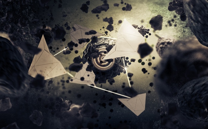 Abstract geometric shapes and dark matter in space