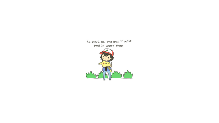 Ash Ketchum and Pikachu in a minimalist Pokemon scene