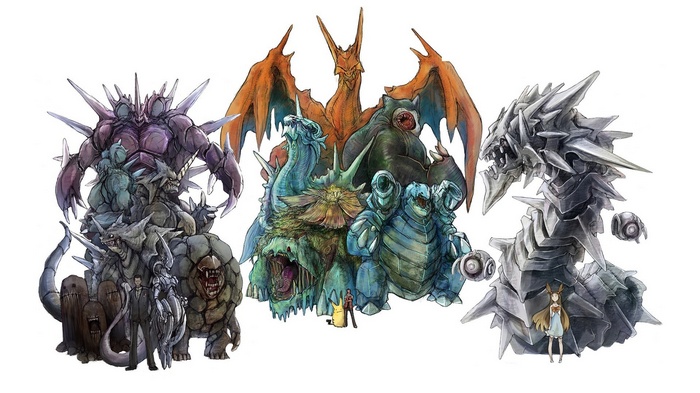 Pokémon characters in a detailed illustration