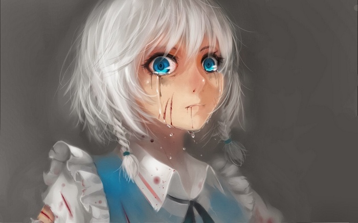 Izayoi Sakuya crying with blood