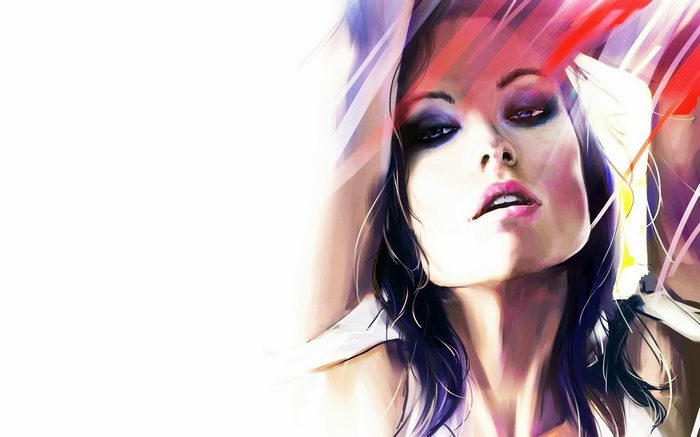 Artwork of Olivia Wilde's face with abstract colors