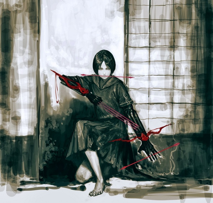 Anime girl with bow and arrows