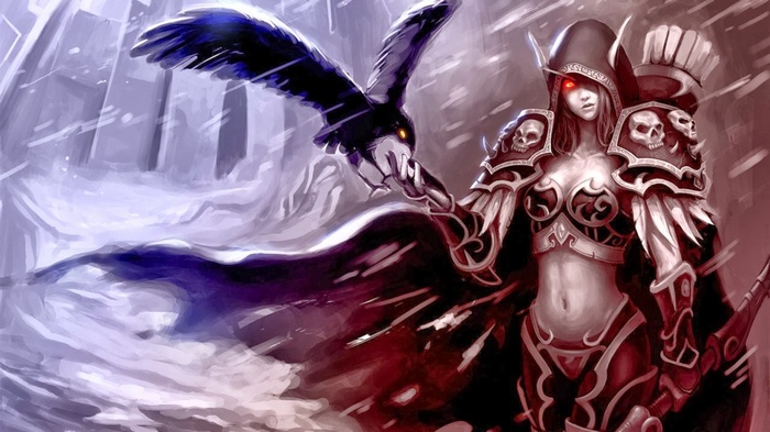Sylvanas Windrunner with a Raven in World of Warcraft