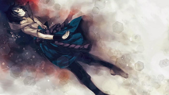 Uchiha Sasuke floating in abstract space