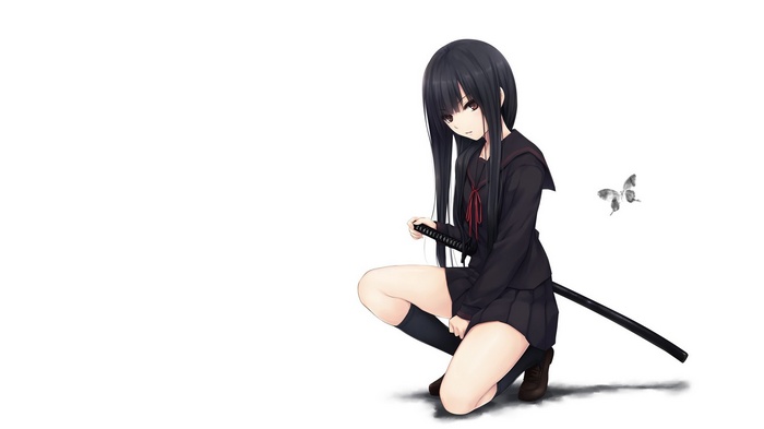 original characters anime Coffee-Kizoku simple background school uniform anime girls