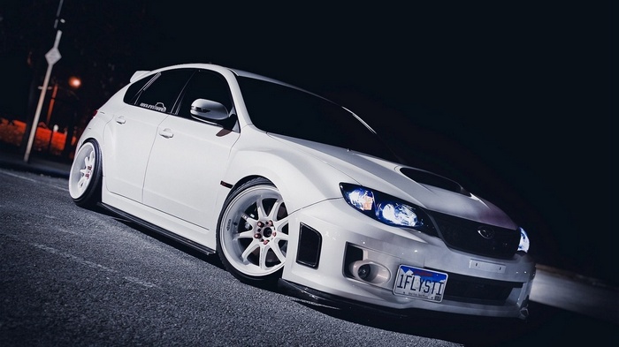 White Subaru Impreza WRX STI Tuner Car