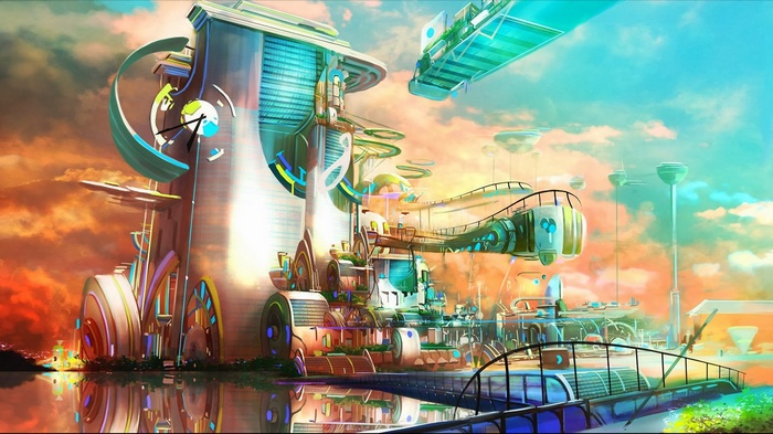 Futuristic city with advanced architecture and transportation