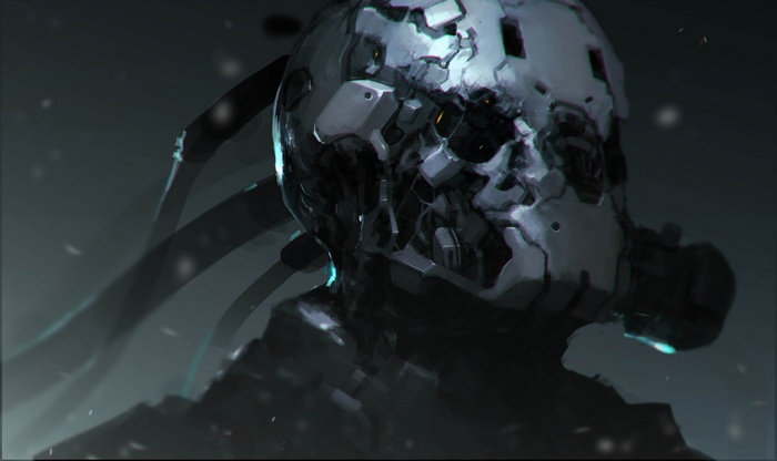 Concept art of a damaged cyborg soldier