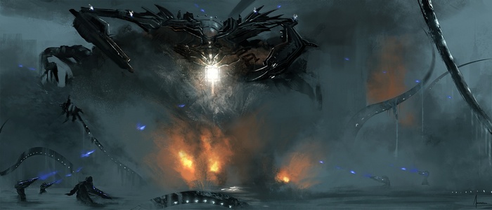 Concept Art War Artwork Robot Mech Destruction Science Fiction