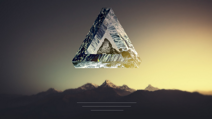 Penrose triangle with mountain landscape