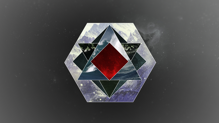 Geometric Hexagon with Nature and Space Imagery