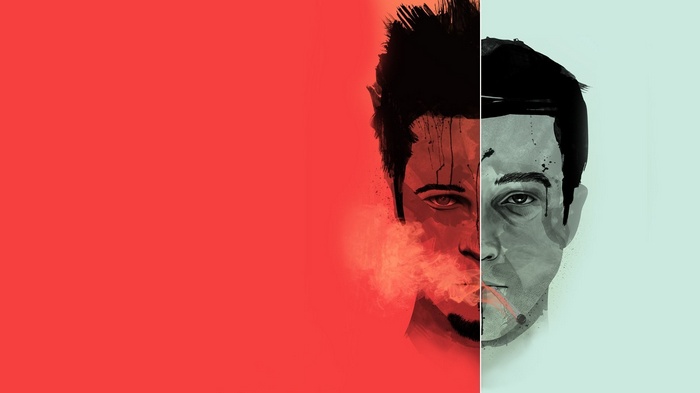 Fight Club: Split Portrait of Brad Pitt and Edward Norton