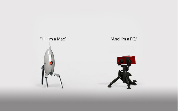 Portal "Hi, I'm a Mac" and "And I'm a PC"