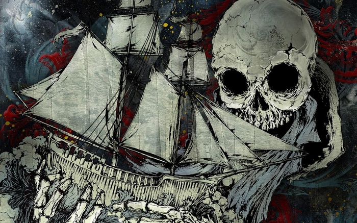 Atreyu ship and skull artwork