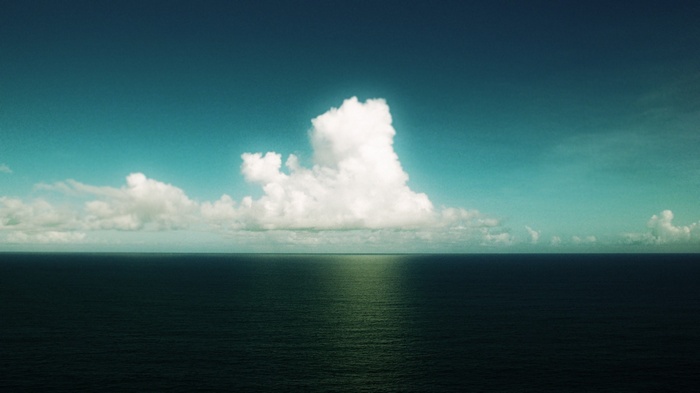 Ocean horizon with dramatic clouds