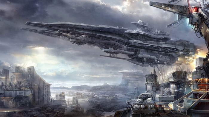 spaceship futuristic artwork cityscape vehicle futuristic city science fiction