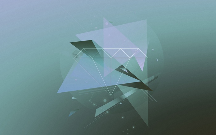 Minimalist diamond and geometric shapes on a gradient background