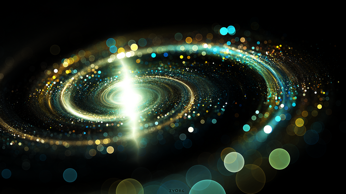 Abstract spiral galaxy with bokeh lights