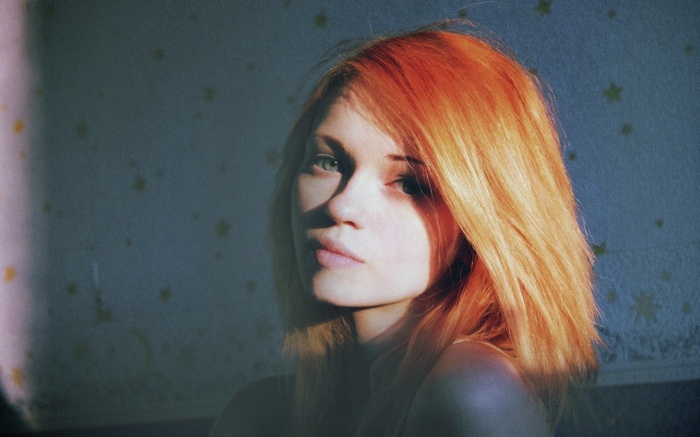 Redhead woman with orange hair