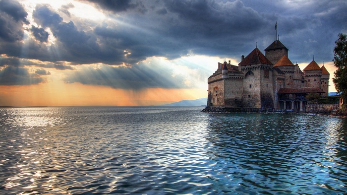 Chillon Castle on Lake Geneva, Switzerland