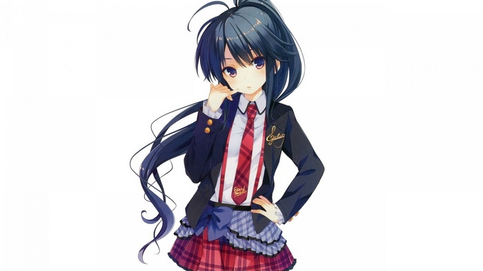 Anime girl with black hair in a school uniform