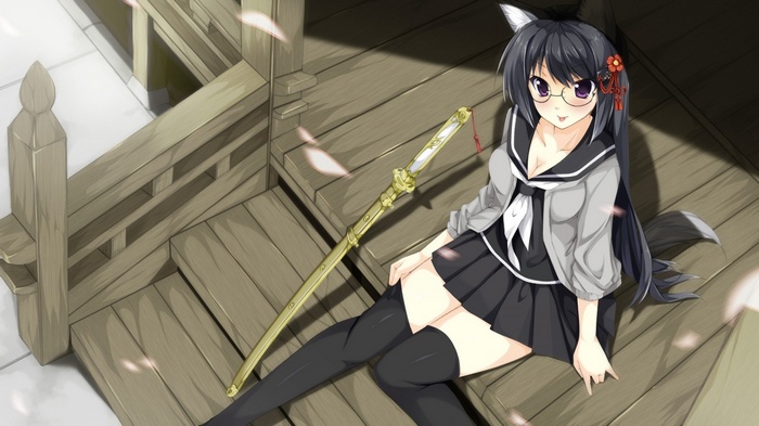 Anime girl with cat ears and sword