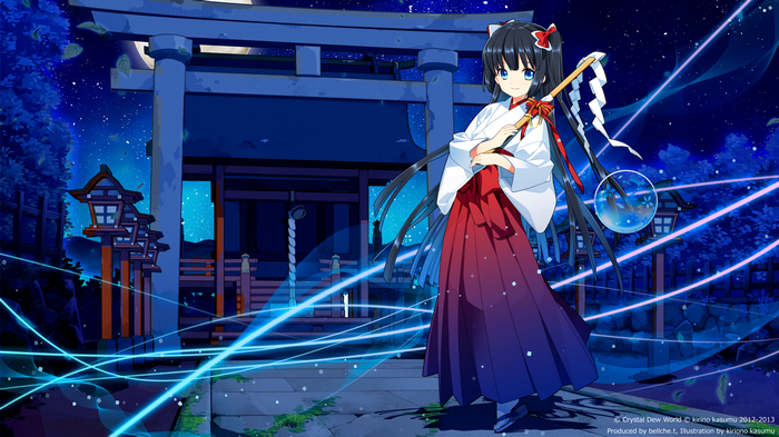Miko Suisho Shizuku at a Shrine at Night
