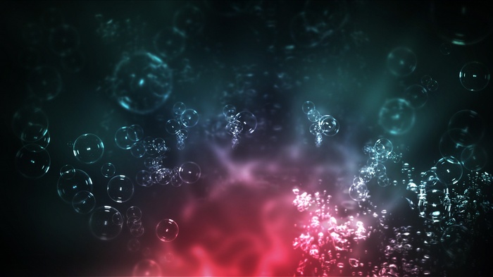 Abstract underwater bubbles with red and blue gradient