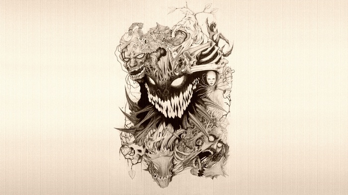 Disturbed pencil drawing of monstrous creatures