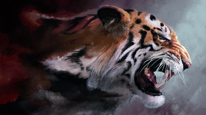 Artwork of a roaring tiger