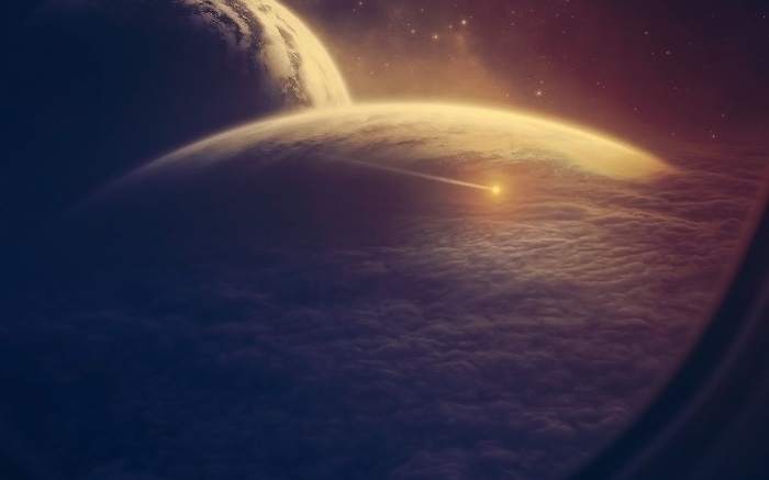 Space art digital art of planets and a meteor