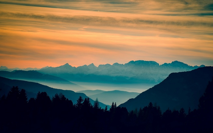Mountains and sky at sunset