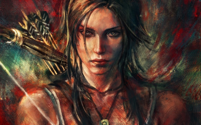 Lara Croft with bow and arrows, artwork