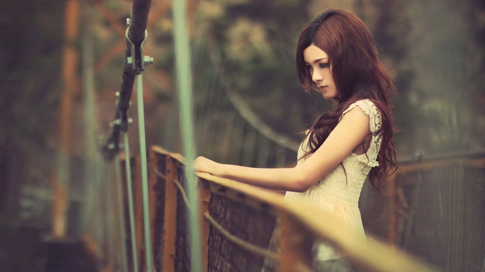 Face, Asian, Long Hair, Women Outdoors, Bridge, Outdoors, Women, Model 