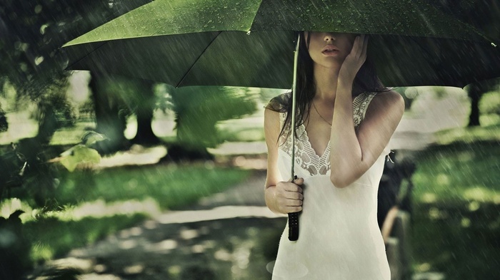 Woman holding an umbrella in the rain