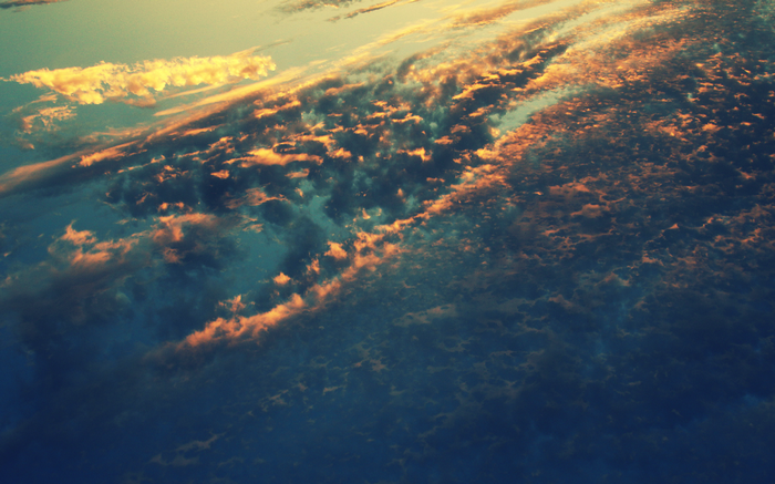 Clouds illuminated by sunset light