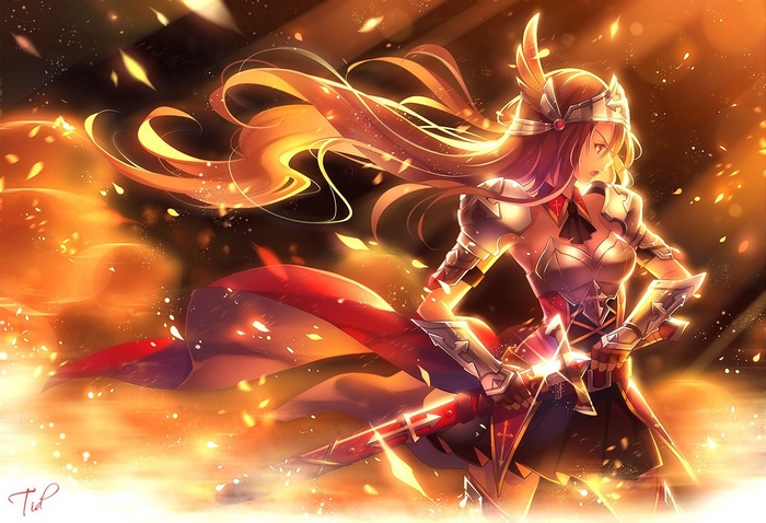 anime girls, sword, original characters, knight, anime