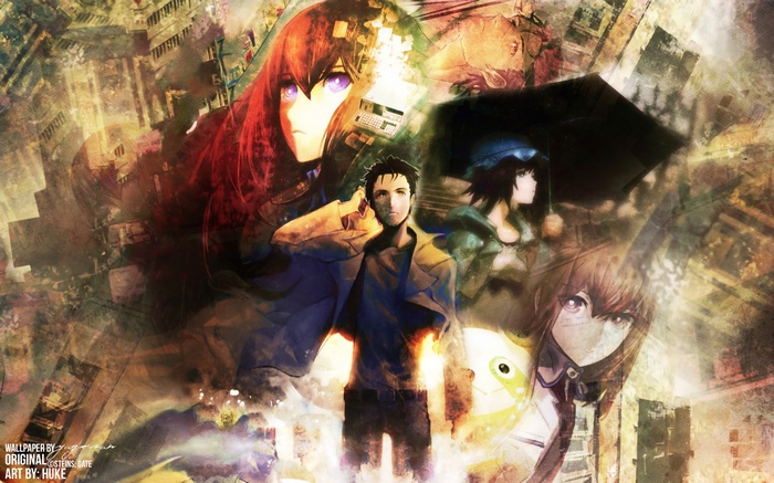 Steins;Gate Characters: Okabe Rintarou, Makise Kurisu, Shiina Mayuri