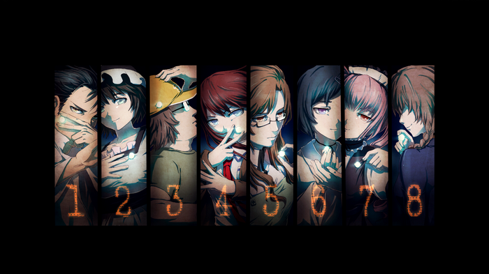 Steins;Gate Characters Collage with Numbers