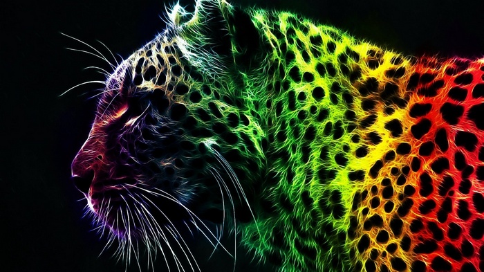 Fractalius digital art of a colorful leopard